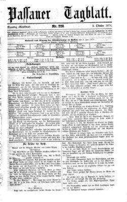 Passauer Tagblatt Samstag 3. Oktober 1874