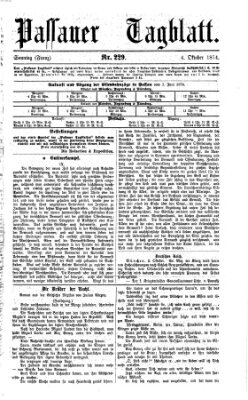 Passauer Tagblatt Sonntag 4. Oktober 1874