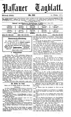 Passauer Tagblatt Mittwoch 14. Oktober 1874