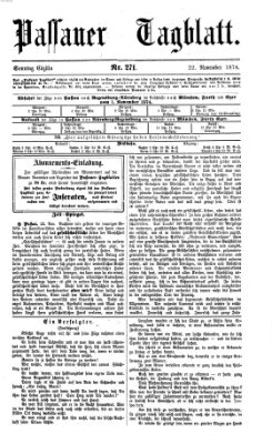 Passauer Tagblatt Sonntag 22. November 1874