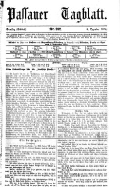 Passauer Tagblatt Samstag 5. Dezember 1874