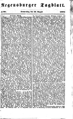 Regensburger Tagblatt Donnerstag 13. August 1874