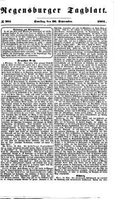 Regensburger Tagblatt Samstag 26. September 1874