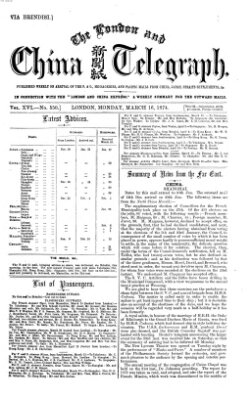 The London and China telegraph Montag 16. März 1874