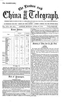 The London and China telegraph Montag 20. April 1874