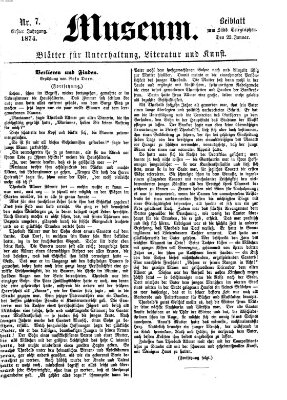 Museum (Süddeutscher Telegraph) Donnerstag 22. Januar 1874