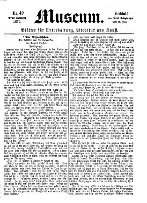 Museum (Süddeutscher Telegraph) Donnerstag 18. Juni 1874