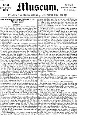 Museum (Süddeutscher Telegraph) Donnerstag 3. September 1874