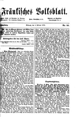 Fränkisches Volksblatt. Ausg. 000 (Fränkisches Volksblatt) Mittwoch 4. Februar 1874