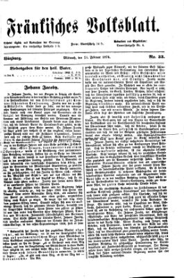 Fränkisches Volksblatt. Ausg. 000 (Fränkisches Volksblatt) Mittwoch 11. Februar 1874