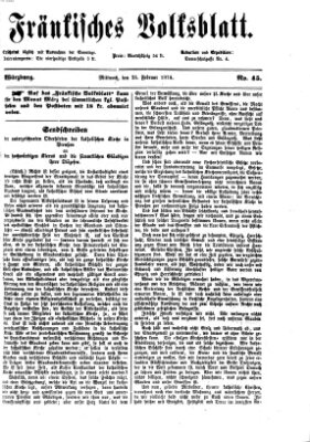 Fränkisches Volksblatt. Ausg. 000 (Fränkisches Volksblatt) Mittwoch 25. Februar 1874