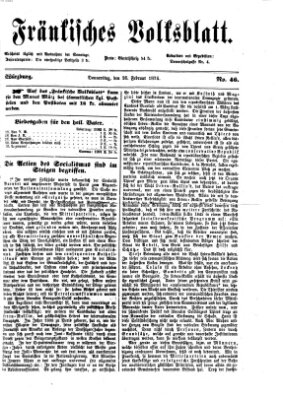 Fränkisches Volksblatt. Ausg. 000 (Fränkisches Volksblatt) Donnerstag 26. Februar 1874