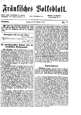 Fränkisches Volksblatt. Ausg. 000 (Fränkisches Volksblatt) Freitag 27. Februar 1874