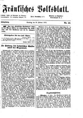 Fränkisches Volksblatt. Ausg. 000 (Fränkisches Volksblatt) Samstag 28. Februar 1874