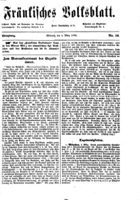 Fränkisches Volksblatt. Ausg. 000 (Fränkisches Volksblatt) Mittwoch 4. März 1874