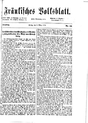 Fränkisches Volksblatt. Ausg. 000 (Fränkisches Volksblatt) Freitag 6. März 1874