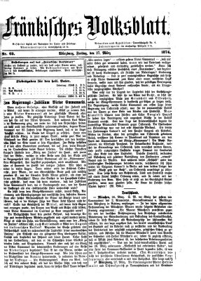 Fränkisches Volksblatt. Ausg. 000 (Fränkisches Volksblatt) Freitag 27. März 1874