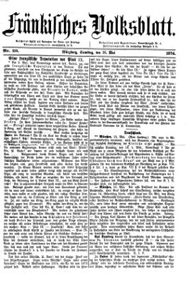 Fränkisches Volksblatt. Ausg. 000 (Fränkisches Volksblatt) Samstag 16. Mai 1874