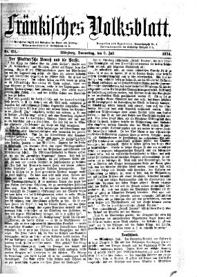 Fränkisches Volksblatt. Ausg. 000 (Fränkisches Volksblatt) Donnerstag 9. Juli 1874