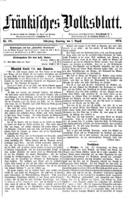 Fränkisches Volksblatt. Ausg. 000 (Fränkisches Volksblatt) Samstag 1. August 1874