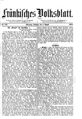 Fränkisches Volksblatt. Ausg. 000 (Fränkisches Volksblatt) Dienstag 4. August 1874