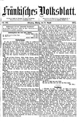 Fränkisches Volksblatt. Ausg. 000 (Fränkisches Volksblatt) Montag 31. August 1874