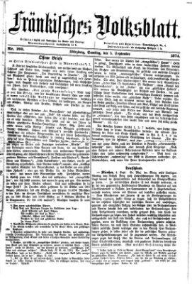 Fränkisches Volksblatt. Ausg. 000 (Fränkisches Volksblatt) Samstag 5. September 1874