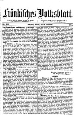 Fränkisches Volksblatt. Ausg. 000 (Fränkisches Volksblatt) Montag 14. September 1874