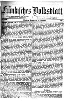 Fränkisches Volksblatt. Ausg. 000 (Fränkisches Volksblatt) Mittwoch 16. September 1874