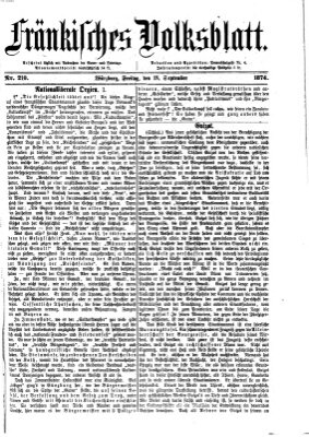 Fränkisches Volksblatt. Ausg. 000 (Fränkisches Volksblatt) Freitag 18. September 1874