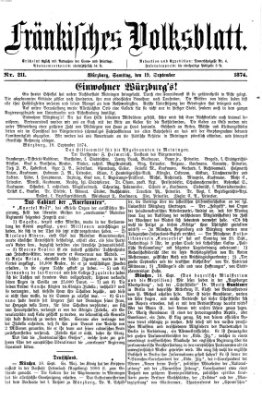 Fränkisches Volksblatt. Ausg. 000 (Fränkisches Volksblatt) Samstag 19. September 1874