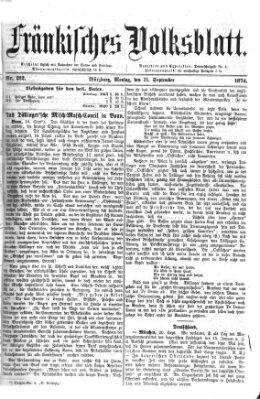 Fränkisches Volksblatt. Ausg. 000 (Fränkisches Volksblatt) Montag 21. September 1874