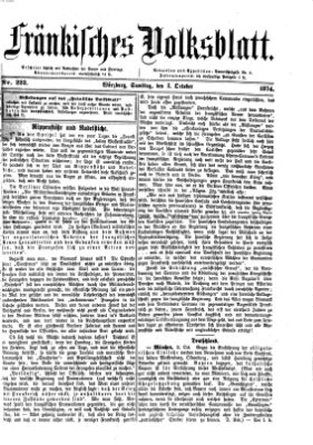 Fränkisches Volksblatt. Ausg. 000 (Fränkisches Volksblatt) Samstag 3. Oktober 1874