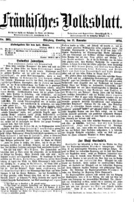 Fränkisches Volksblatt. Ausg. 000 (Fränkisches Volksblatt) Samstag 21. November 1874