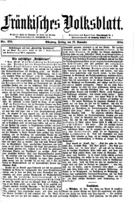 Fränkisches Volksblatt. Ausg. 000 (Fränkisches Volksblatt) Freitag 27. November 1874