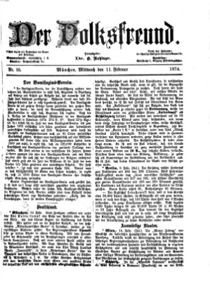 Der Volksfreund Mittwoch 11. Februar 1874