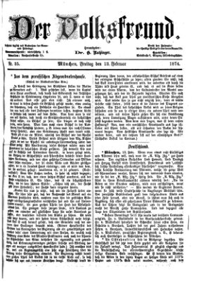 Der Volksfreund Freitag 13. Februar 1874