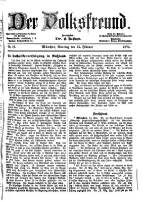 Der Volksfreund Sonntag 15. Februar 1874