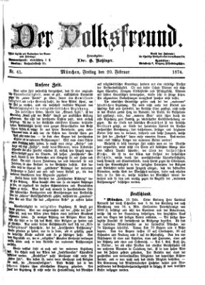 Der Volksfreund Freitag 20. Februar 1874