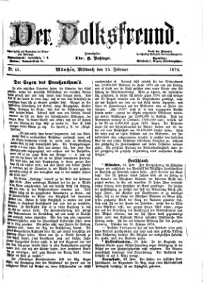 Der Volksfreund Mittwoch 25. Februar 1874