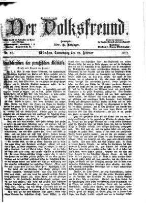 Der Volksfreund Donnerstag 26. Februar 1874