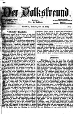 Der Volksfreund Samstag 14. März 1874