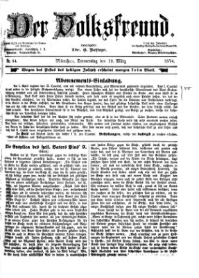 Der Volksfreund Donnerstag 19. März 1874