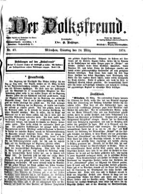 Der Volksfreund Dienstag 24. März 1874