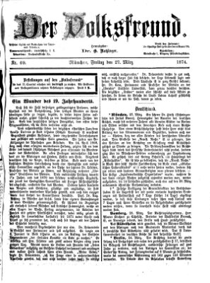 Der Volksfreund Freitag 27. März 1874