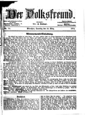 Der Volksfreund Samstag 28. März 1874