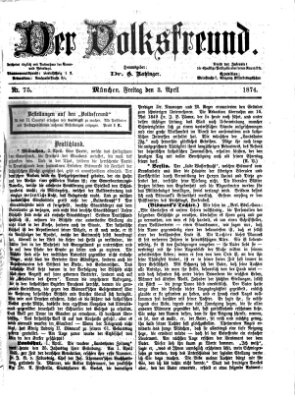 Der Volksfreund Freitag 3. April 1874