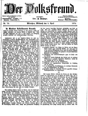 Der Volksfreund Mittwoch 8. April 1874