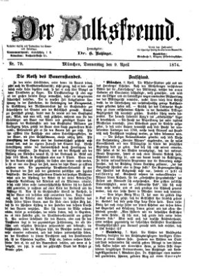 Der Volksfreund Donnerstag 9. April 1874