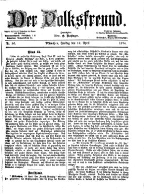 Der Volksfreund Freitag 17. April 1874